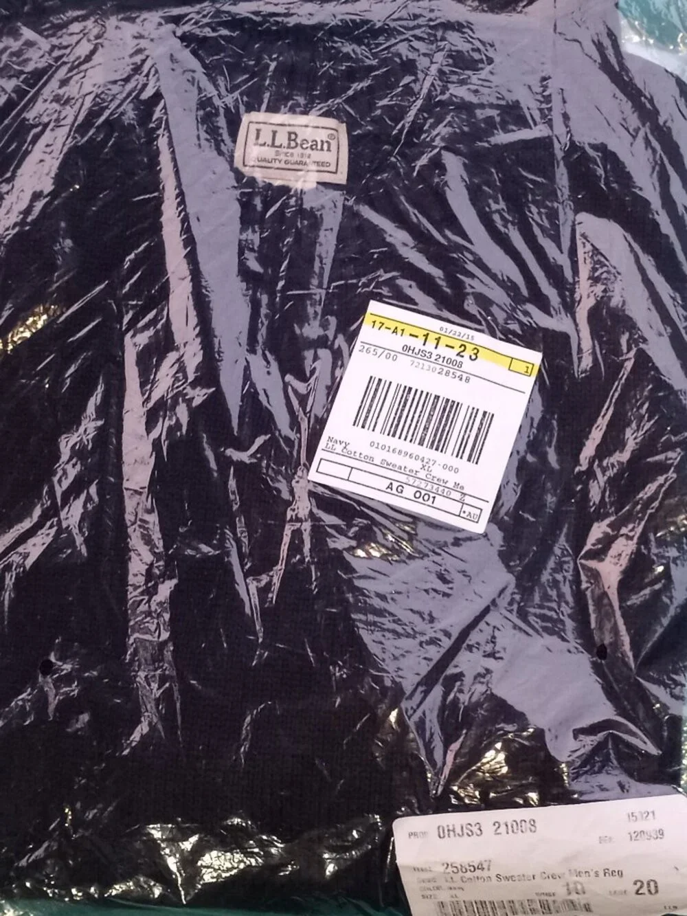 NWT L.L.Bean Navy Cotton Sweater Men's XL